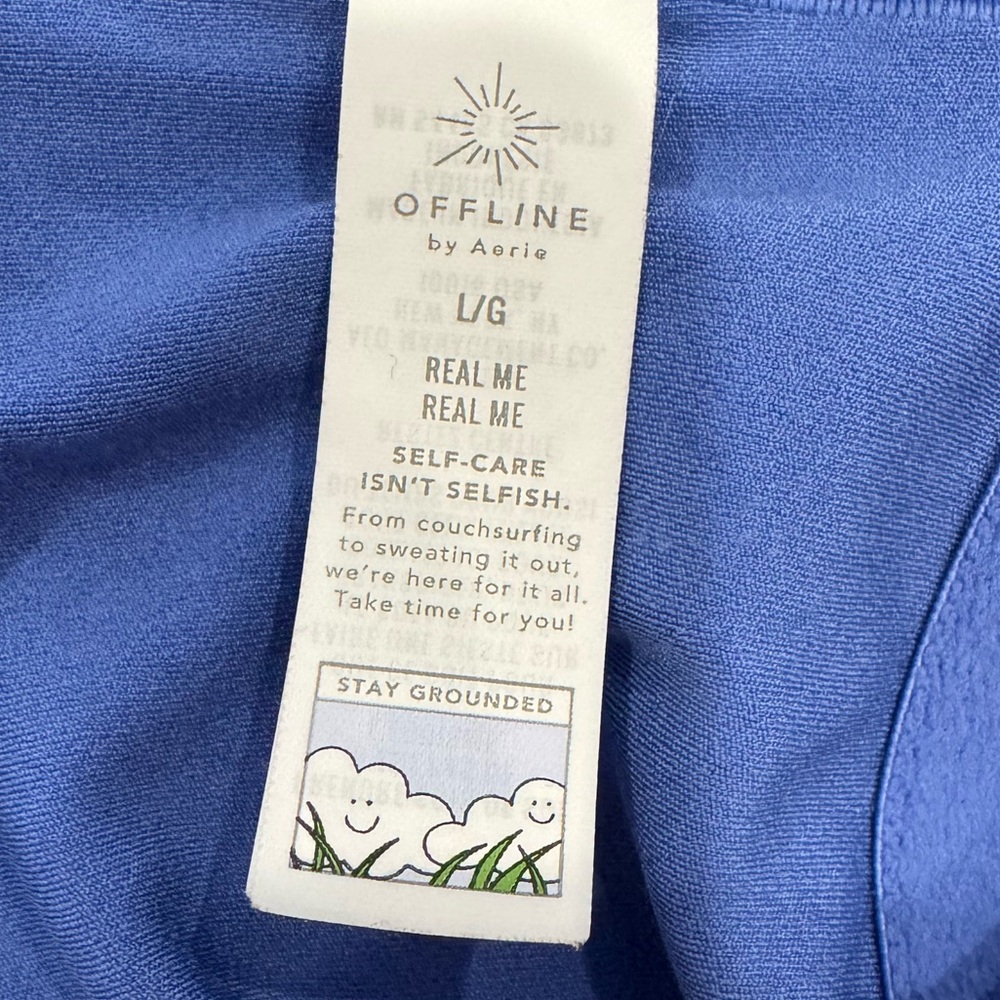 OFFLINE By Aerie Real Me Low Key Longline Sports Bra Ice Blue Vneck Crop Top - Picture 6 of 8
